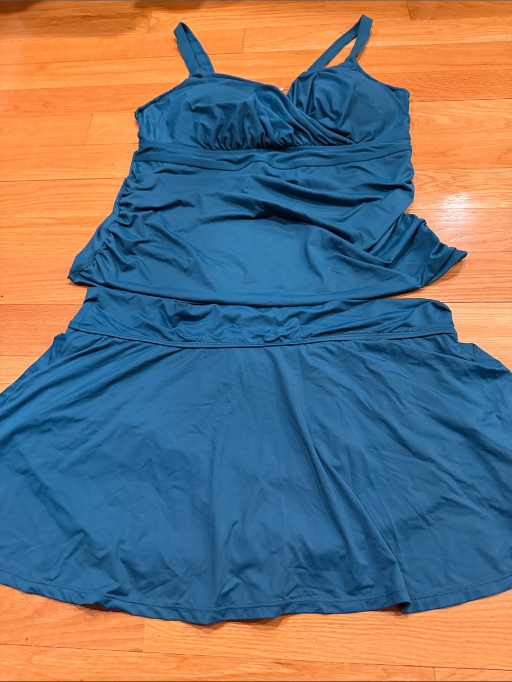 Anne Cole 2 piece teal tankini top and a swim skirt size 20 w .